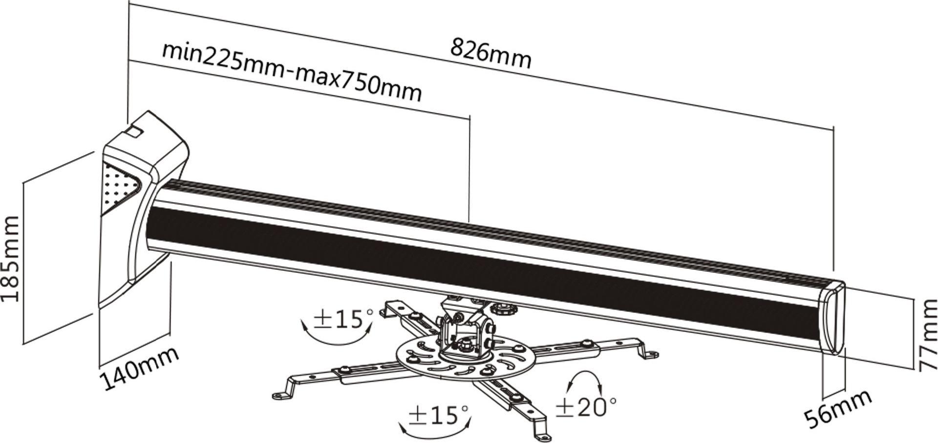 InLine 23139A Wandhalterung für Beamer Metall max. 16 kg Schwarz