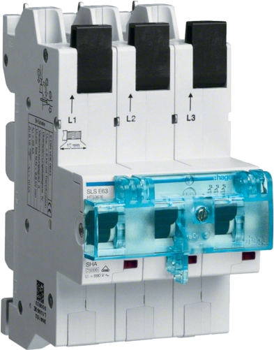 Hager HTS363E. Anzahl der Pole: 3P. AC Eingangsspannung: 230-400 V, Nominale Stromabgabe: 63 A (HTS363E)