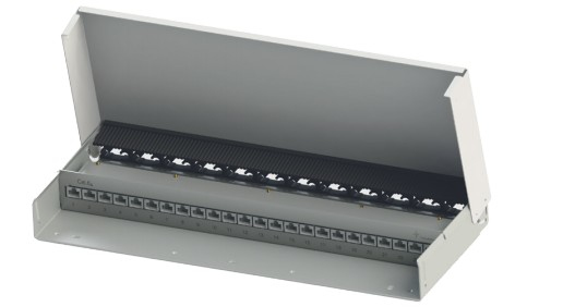 Telegärtner Aufputz-Patchfeld MPD24-HS K 24x RJ45 Cat. 6A geschirmt mit Kabelführung Pure White RAL 9010