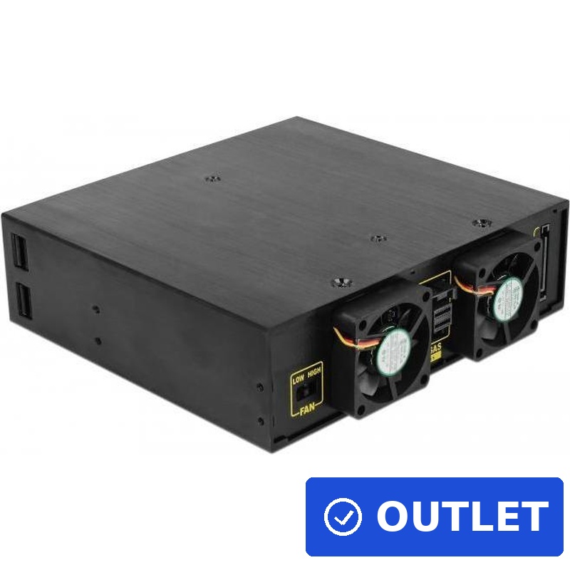 Delock 5.25? Wechselrahmen für 4 x 2.5? SATA / SAS HDD / SSD 12 Gb/s (47233) (geöffnet)