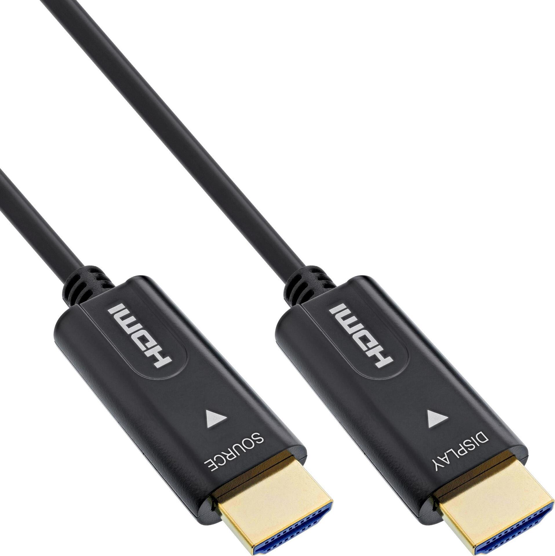 InLine® HDMI AOC Kabel, High Speed HDMI mit Ethernet, 4K/60Hz, Stecker / Stecker, 80m (17580O)