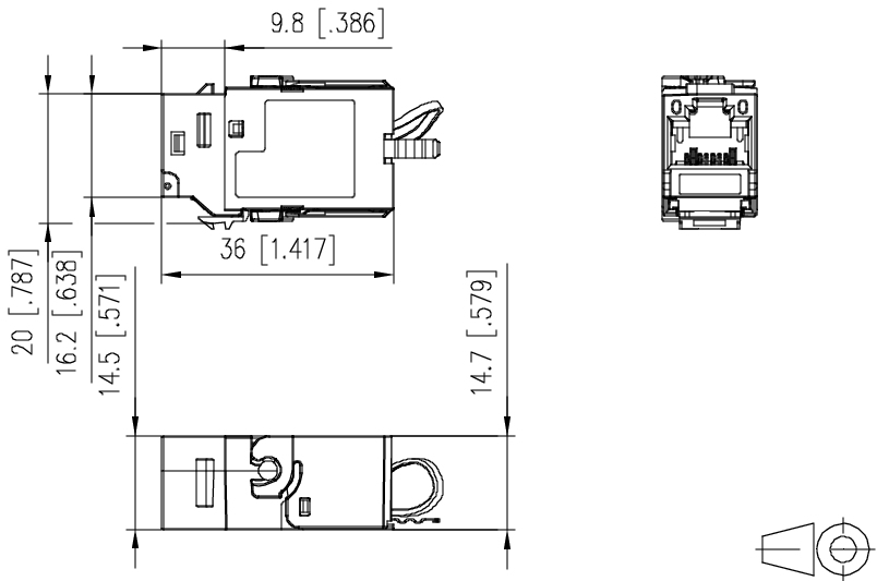 METZ CONNECT 130B21-Z C6A Modular Jack CAT 6a STP RJ-45 Metallic