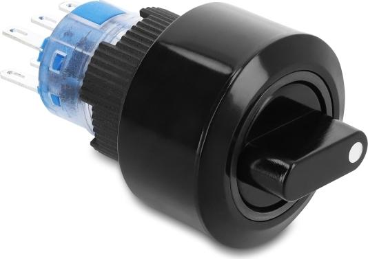 Delock Drehschalter zum Einbau 22 mm rastend 6x Lötanschluss IP65 schwarz 20991