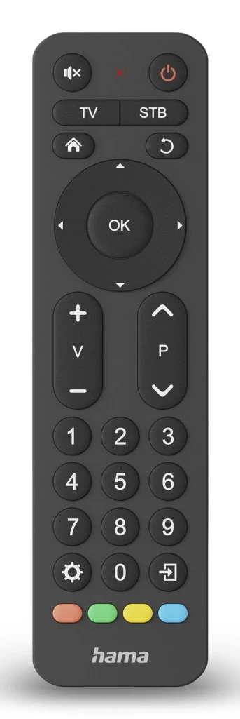 Hama Universal-Fernbedienung TV Infrarot für 2 Geräte große Tasten Schwarz