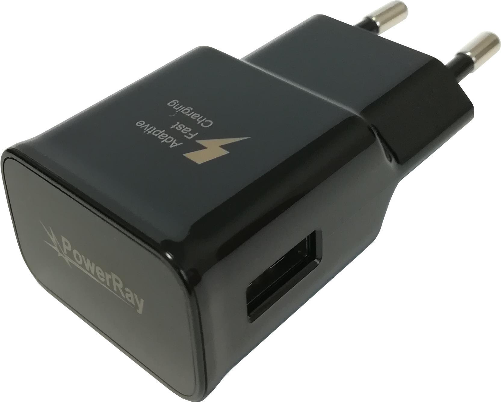 PowerRay Charger PR-TA20EBE, EU Spec 2 Pin with CE, 2000mAH, black, Bulk (PR-TA20EBE)