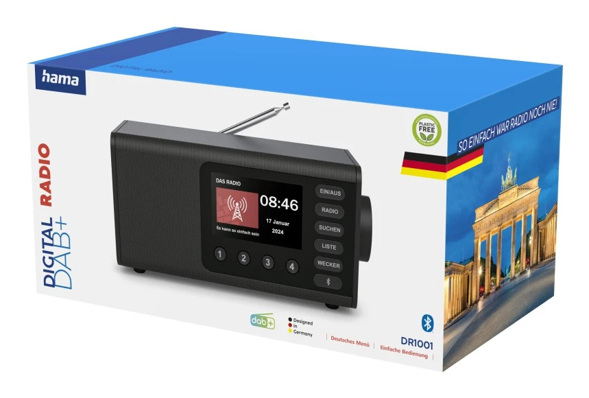 Hama DR1001 Digitalradio DAB/DAB+/FM Bluetooth RX Radiowecker Schwarz