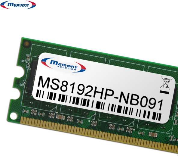 Memory Solution MS8192HP-NB091. RAM-Speicher: 8 GB, Komponente für: Notebook. Kompatible Produkte: HP ProBook 430 G2, 440 G2, 450 G2, 470 G2 (H6Y77AA)