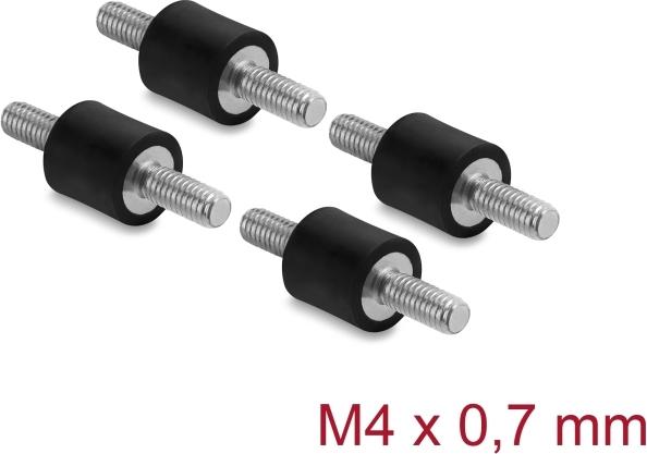 Delock Vibrationsdämpfer M4 x 0,7 mm D 10 x H 10 mm mit 2 x Außengewinde 4 Stück schwarz (60798)