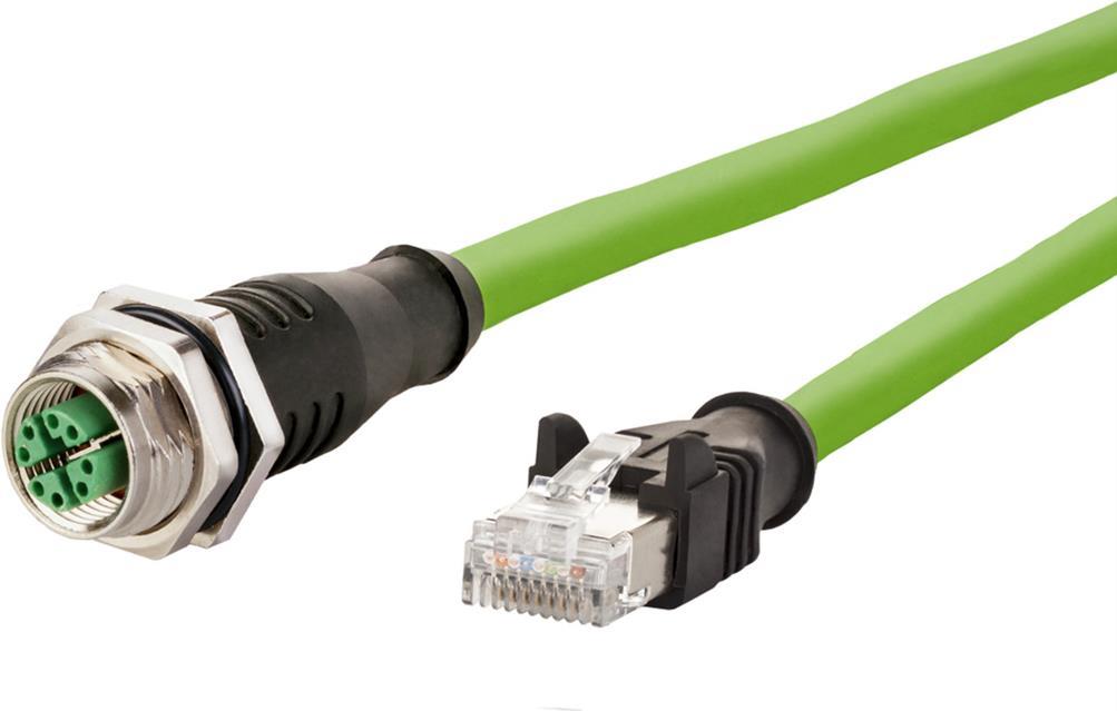 Verbindungsleitung M12 B-RJ45 S 8-pol X-kodiert, gerade-gerade, 1 m (142M2X25010)