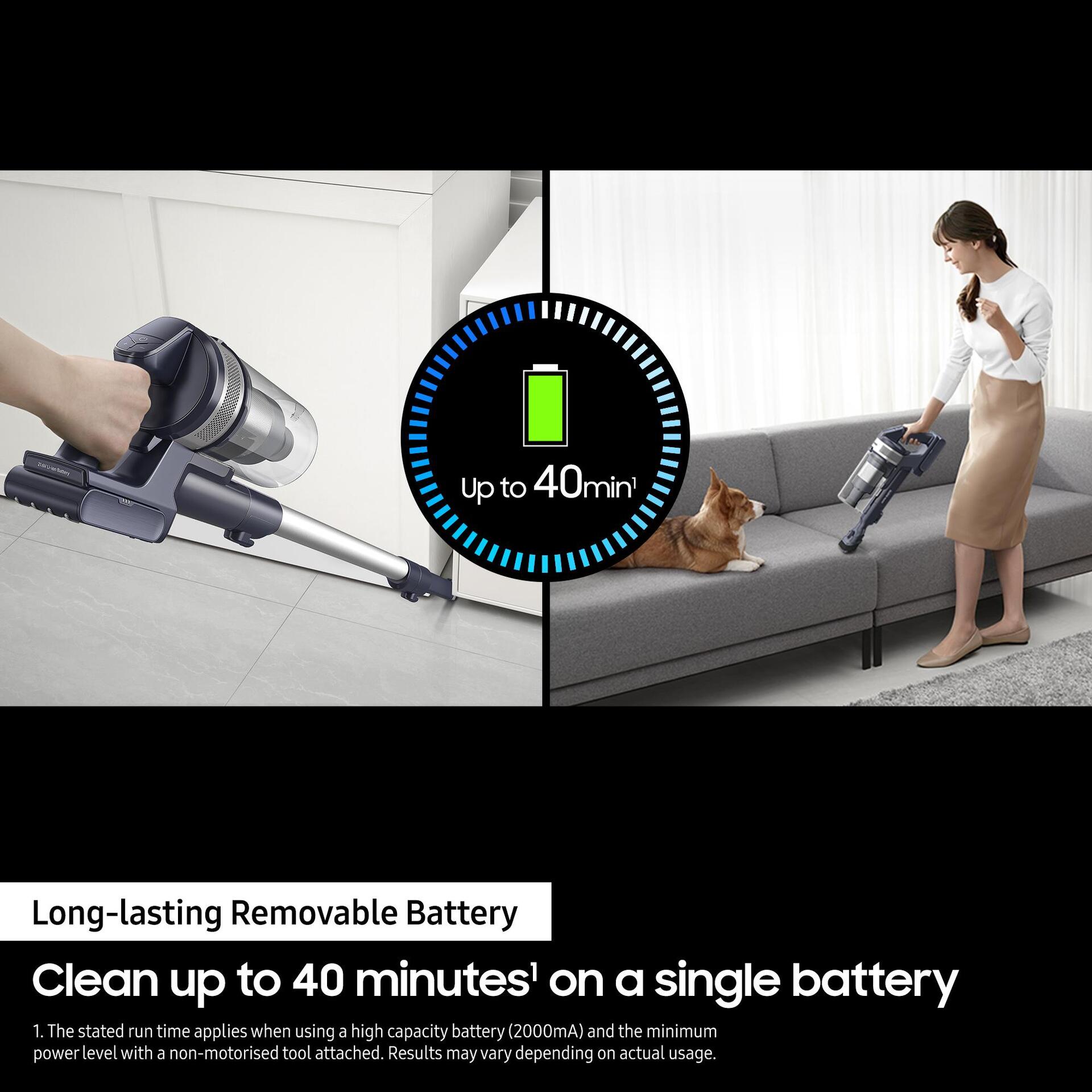 Samsung VS15A60AGR5 Akku-Stabstaubsauger 150 W Beutellos 40 min HEPA Silber