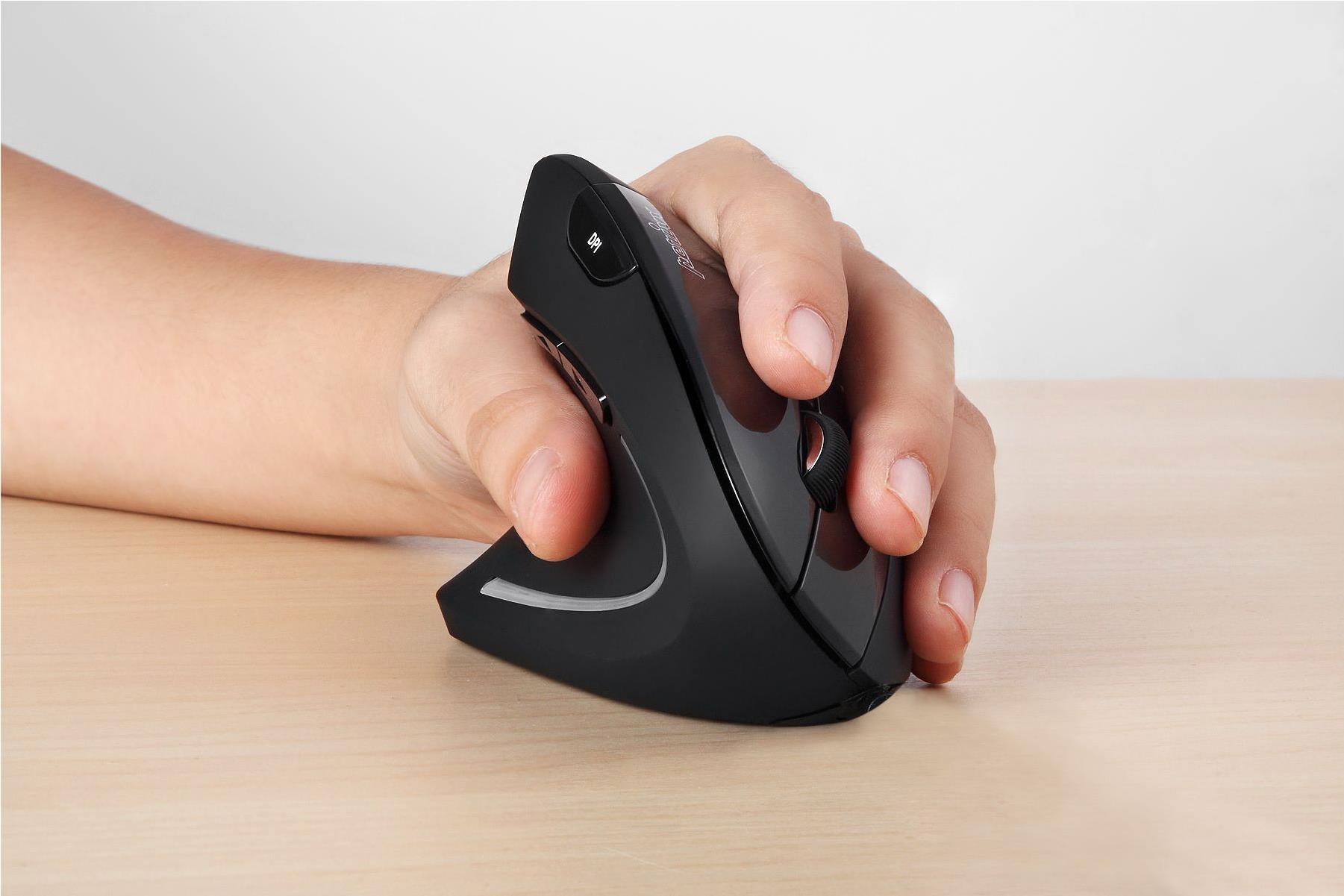 Perixx PERIMICE-713L Ergonomische Vertikalmaus Für Linkshänder 6 Tasten 2.4 GHz Schwarz