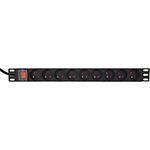 EnerGenie EG-PDU-9F2F Stromverteiler (PDU), 10 C13-Steckdosen, 1 HE, 16 A, C20-Stecker, 2 m Kabel, schwarz (EG-PDU-9F2F)