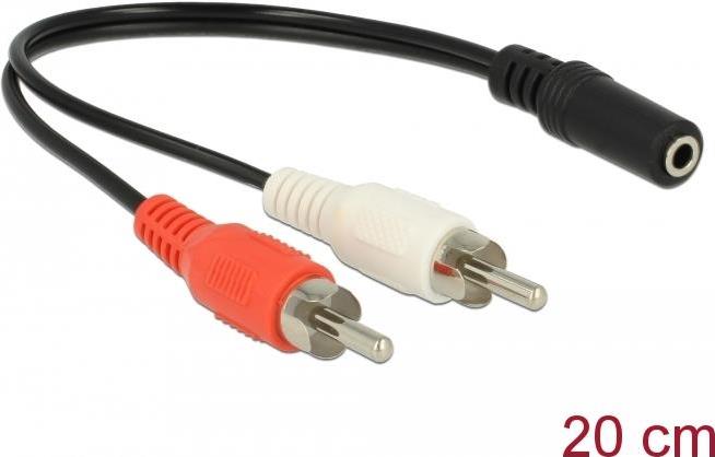 DELOCK Audio Kabel 2 x Cinchstecker zu 1 x 3,5 mm 3 Pin Klinkenbuchse 20 cm