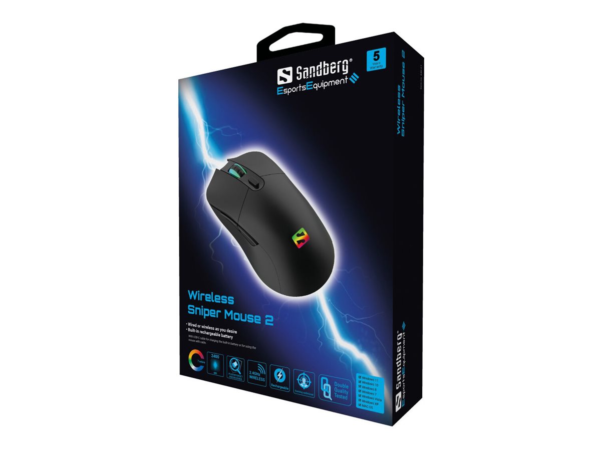 Sandberg Wireless Sniper Mouse 2 Gaming-Maus 2400 DPI 6 Tasten Schwarz