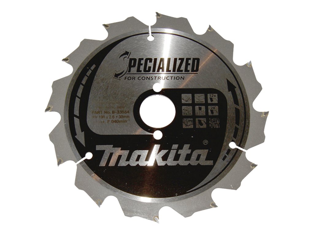 Makita Specialized Kreissägeblatt 190 mm 12 Zähne für Holz