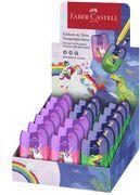 FABER-CASTELL Doppelspitzdose "Dino/Einhorn", im Display mit Spänbehälter für leichtes und sauberes Spitzen, für - 18 Stück (183551)