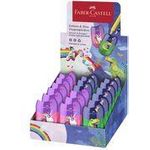FABER-CASTELL Doppelspitzdose "Dino/Einhorn", im Display mit Spänbehälter für leichtes und sauberes Spitzen, für - 18 Stück (183551)