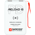 Skross RELOAD 10 Qi PD. Produktfarbe: Weiß, Aufladekompatibilität: MP3/MP4, Handy/Smartphone, Tablet, Form: Rechteck. Batteriekapazität: 10000 mAh, Aufladequelle: USB, Batteriekapazität (Wattstunden): 37 Wh. Input Anschluss: Micro-USB + USB Type-C. Breite: 63 mm, Tiefe: 22 mm, Höhe: 100 mm. Verpackungsbreite: 80 mm, Verpackungstiefe: 28 mm, Verpackungshöhe: 170 mm (1.400132)