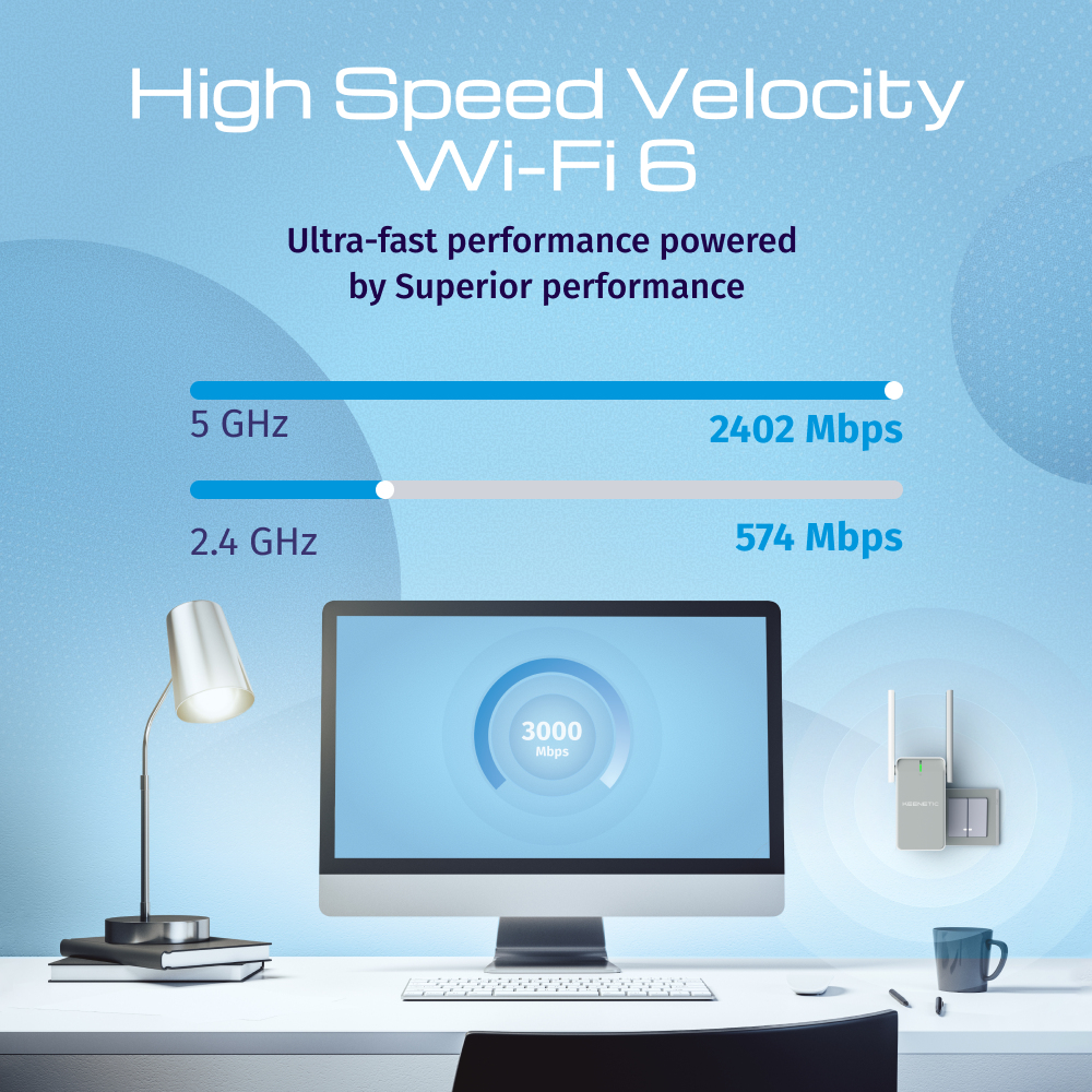 Keenetic Buddy 6 KN-3411-01-EU AX3000 Mesh WLAN Repeater Wi-Fi 6 Gigabit Weiß, Grau