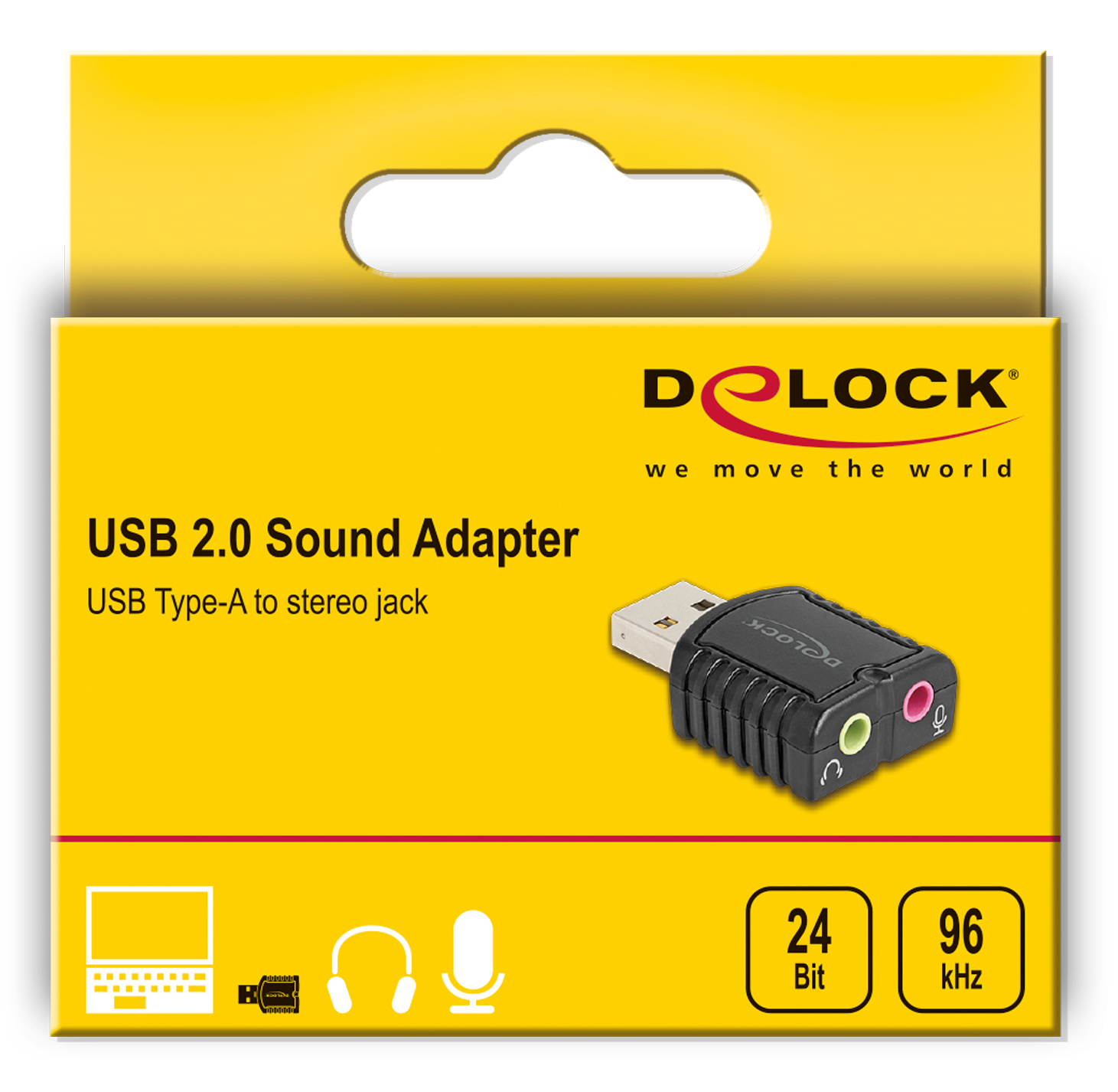 Delock Externe USB Soundkarte 24 Bit / 96 kHz Plug & Play Mono / Stereo, Schwarz