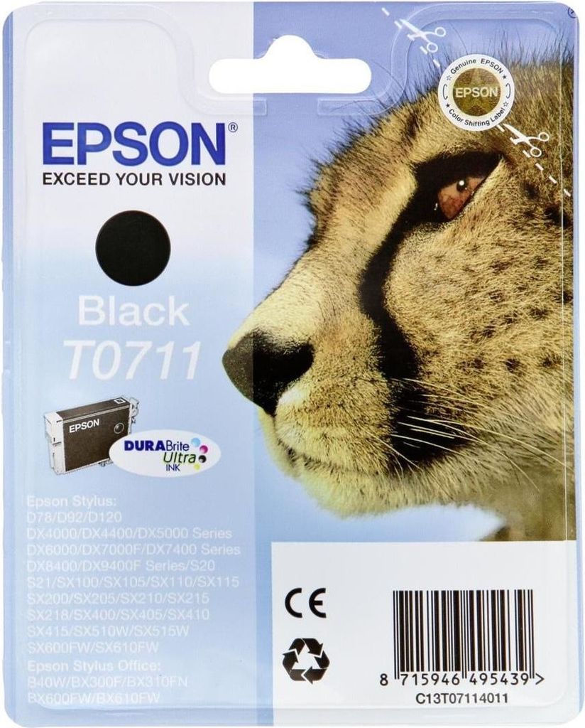 Epson Ink/T0711 Cheetah 7.4ml BK SEC (C13T07114022)