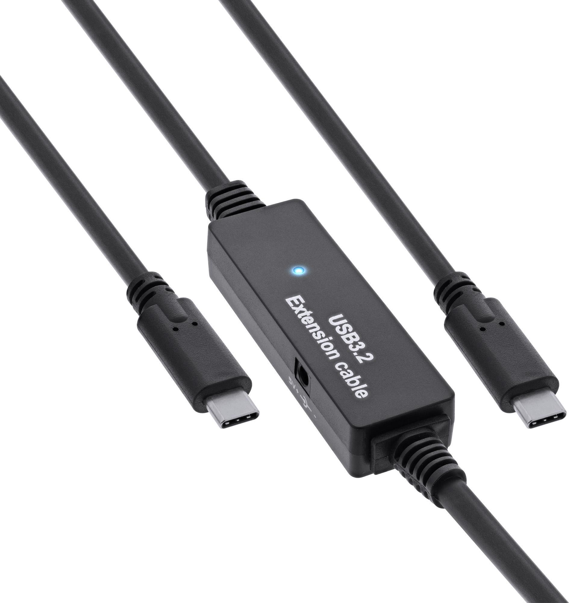 InLine® USB 3.2 Gen.1 Aktiv Kabel, USB C Stecker an USB C Stecker, schwarz, 15m (35672C)  - Onlineshop JACOB Elektronik