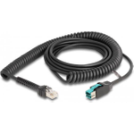 Delock Spiralkabel RJ50 Stecker zu PoweredUSB Stecker 12 V 3 m schwarz (87995)