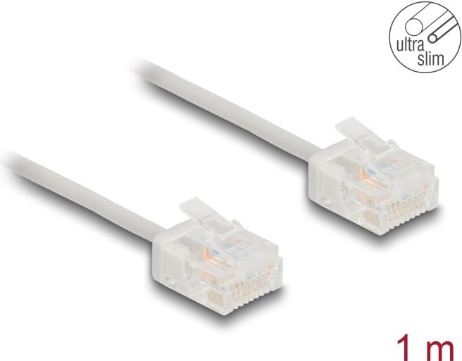 Delock RJ45 Netzwerkkabel Cat.6 UTP Ultra Slim 1 m grau mit kurzen Steckern (80758)