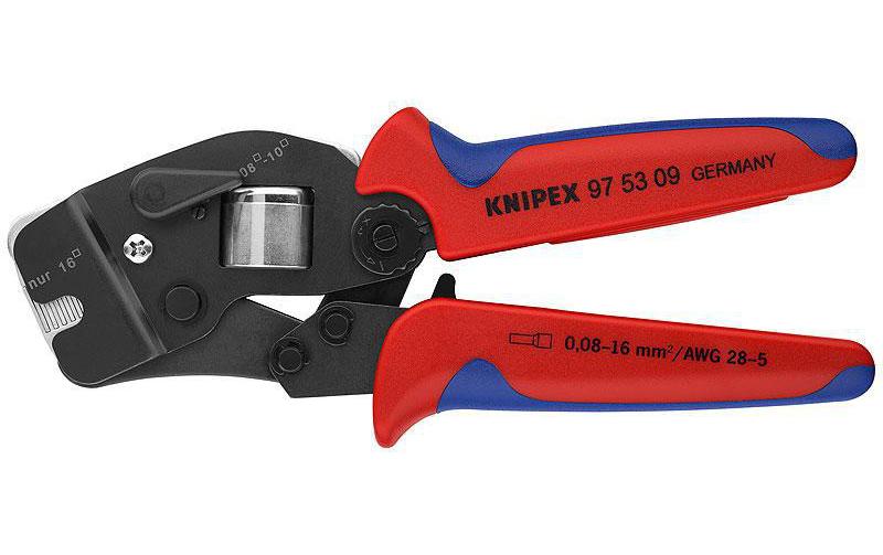 KNIPEX 97 53 09 SB Selbsteinstellende Crimpzange für Aderendhülsen 190 mm Silber, Rot