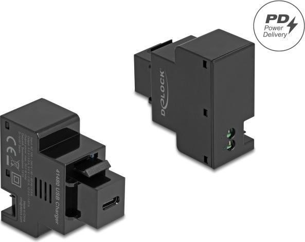 Delock Keystone Modul mit USB Type-C Ladebuchse PD 20 W schwarz (41480)