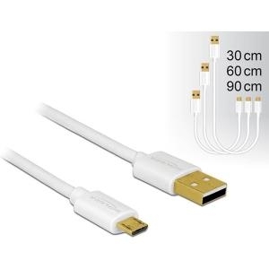 Delock Daten- und Schnellladekabel USB 2.0 Typ-A Stecker > USB 2.0 Typ Micro-B Stecker 3 Stück Set weiß (83679)