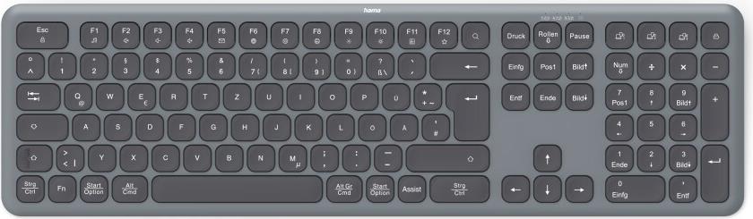 Hama Multi-Device-Tastatur WK-550 kabellos Funk u. Bluetooth SW QWERTZ (00173063)