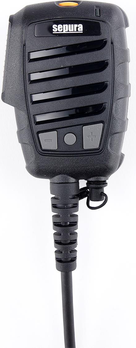 Sepura Lautsprecher-Mikrofon ADVANCED sRSM IP67 mit Clip, 3 Tasten & Notruf, für STP8/9000, SC20, SC21 mit 3,5 mm IP67 Klinkenbuchse ohne Gewinde (Mono/Stereo), 3-Farben LED, Lautstärkeregelung über 2 Funktionstasten (regelt die Funkgeräte-Lautstärke), wasserunempfindliches Mikrofon, erfüllt Brandschutz-Norm UL94HB (300-01169)
