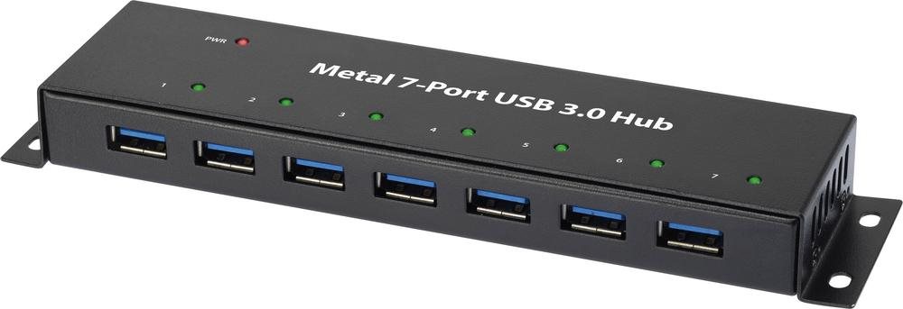 Renkforce 7 Port USB 3.0-Hub zur Wandmontage, Metallgehäuse Schwarz