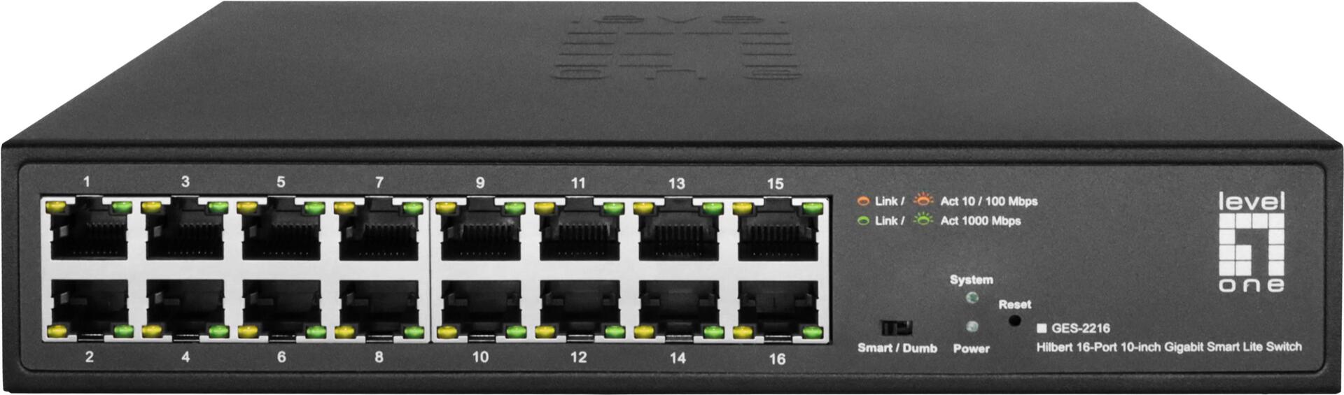 LevelOne GES-2216 Netzwerk-Switch Managed L2 Gigabit Ethernet (10/100/1000) Schwarz (GES-2216)