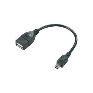 Renkforce - USB-Kabel - Mini-USB, Typ B (M) gerade zu USB (W) gerade - USB 2.0 - 5 V - 0.5 A - 10 cm - rund - Schwarz