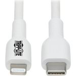 EATON TRIPPLITE Safe-IT USB-C to Lightning Sync/Charge Antibacterial Cable M/M MFi Certified White 1m 3,3 ft. (M102AB-01M-WH)