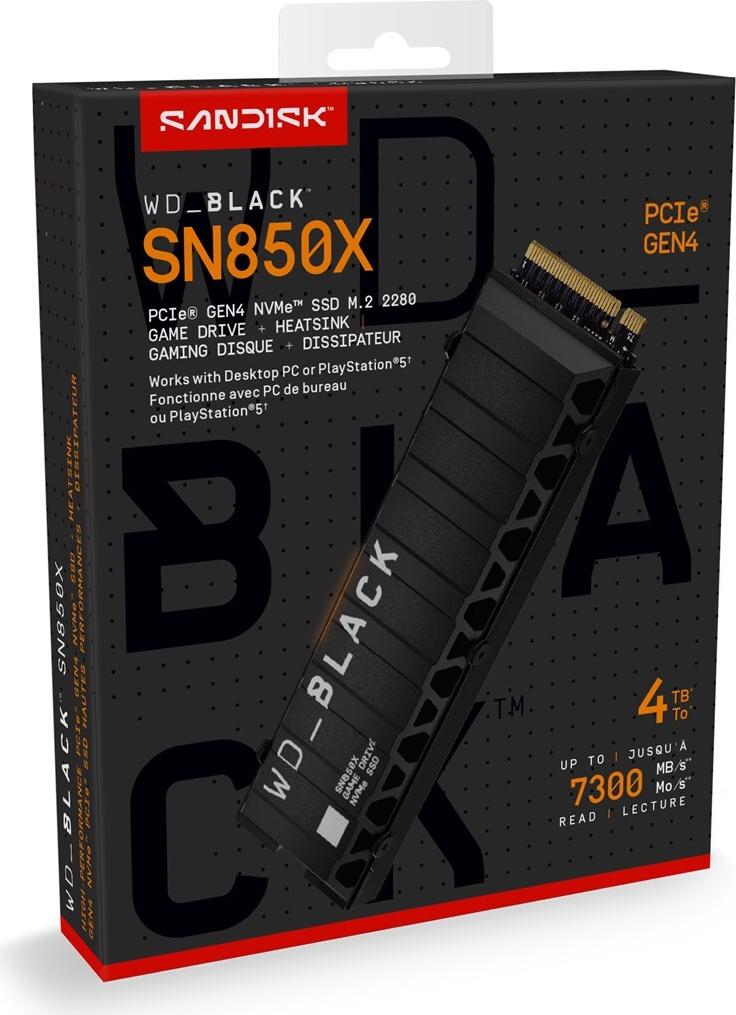 Western Digital WD_BLACK SN850X 4 TB M.2 2280 PCIe 4.0 x4 NVMe SSD mit Kühlkörper