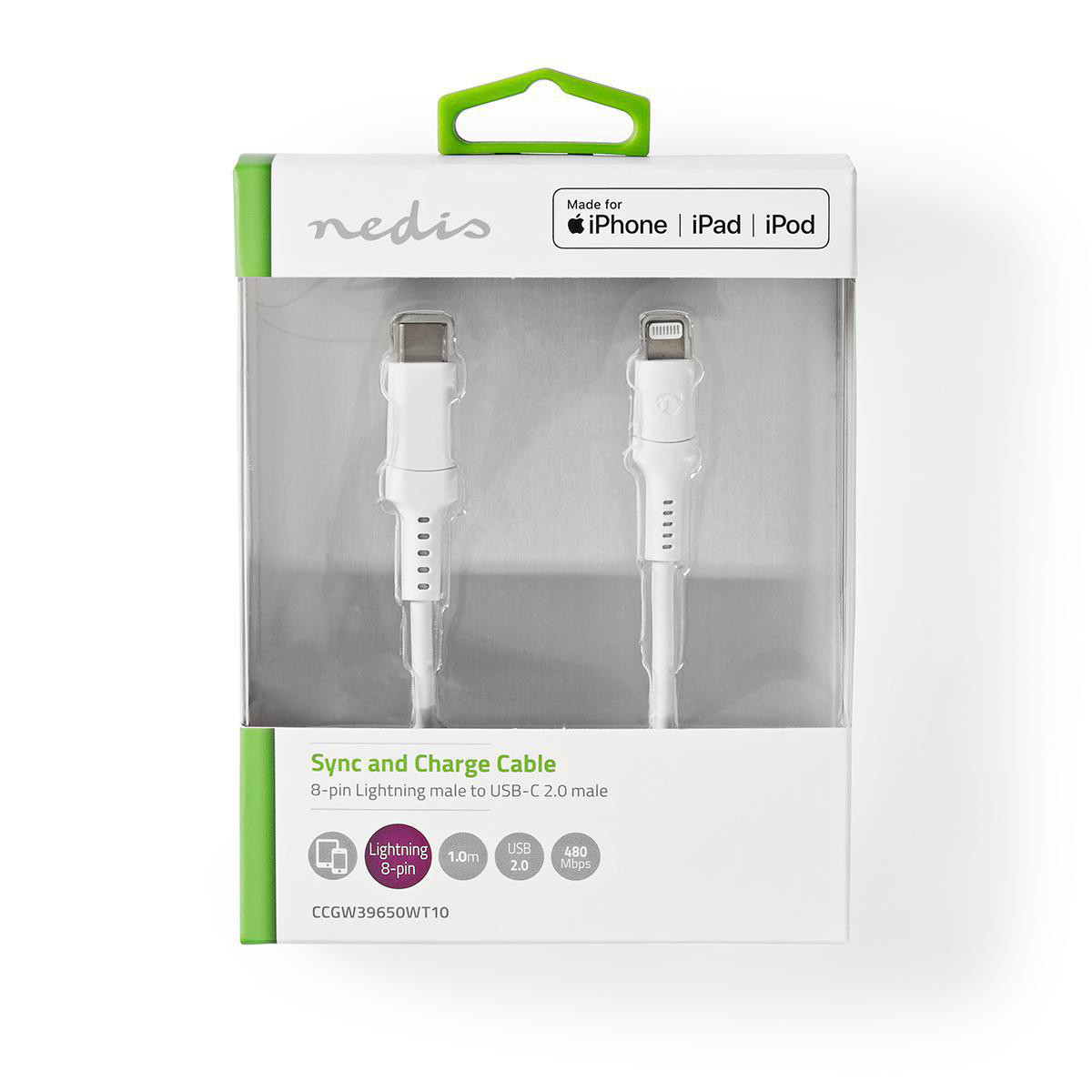Nedis Lightning-Kabel 1 m USB-C zu Lightning Weiß