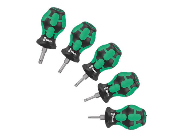 Wera Kraftform Plus Series 300 Stubby Set TX 1 Schraubendrehersatz 5-teilig Torx T10–T30 Schwarz, Grün