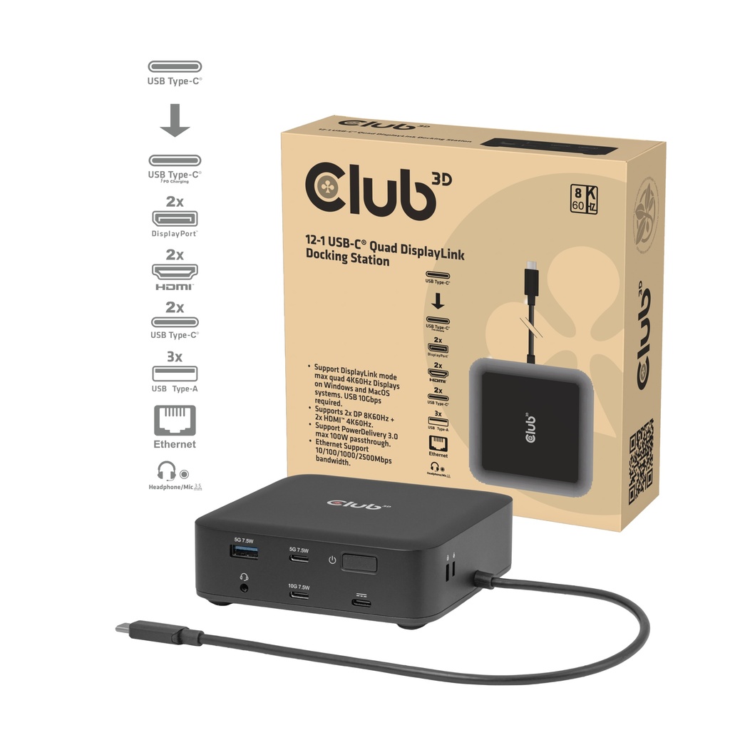 Club 3D CSV-2542 Dockingstation Schwarz