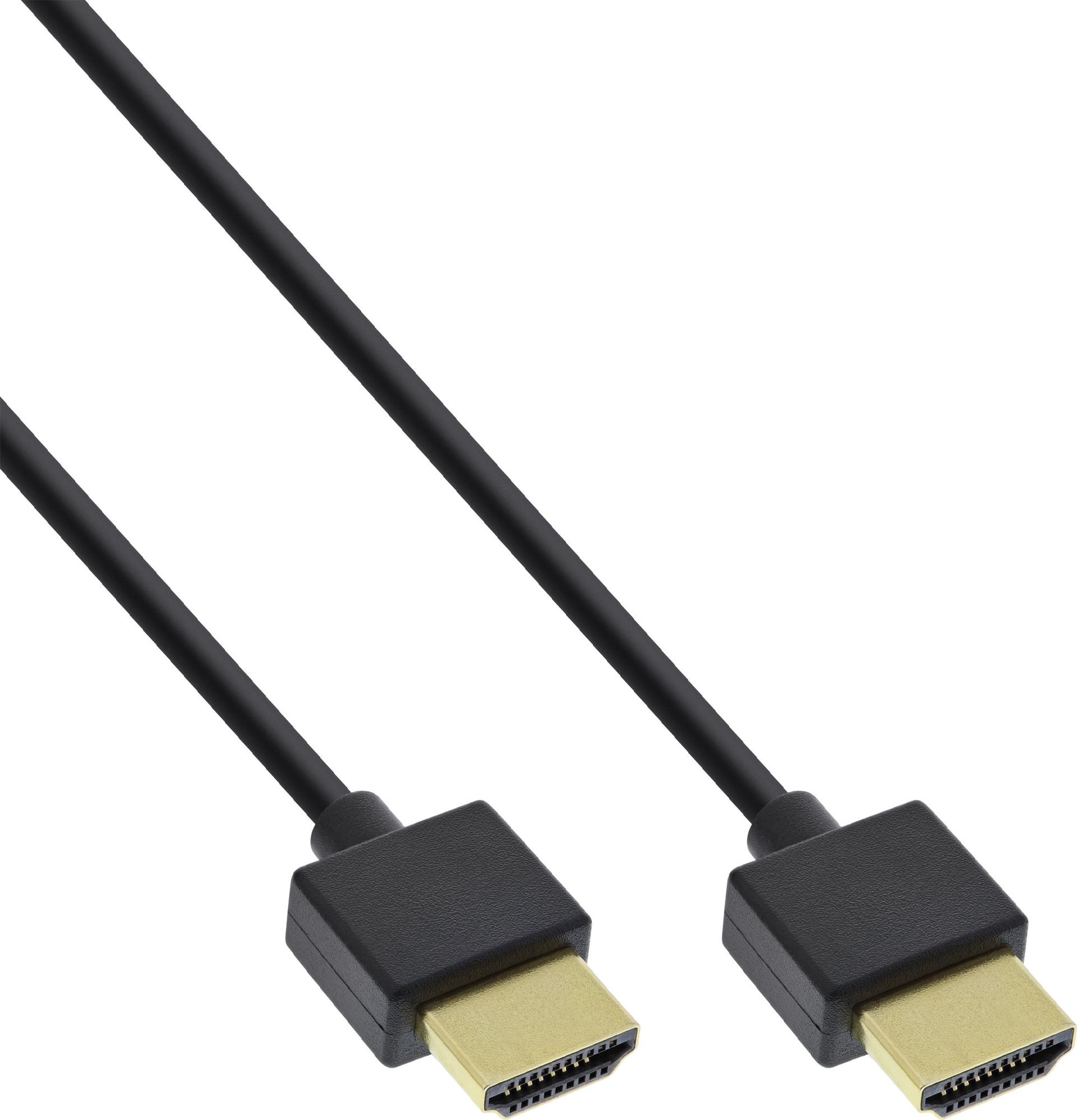 InLine Super Slim High Speed HDMI-Kabel mit Ethernet HDMI Typ A Stecker - Stecker 1,8 m Schwarz