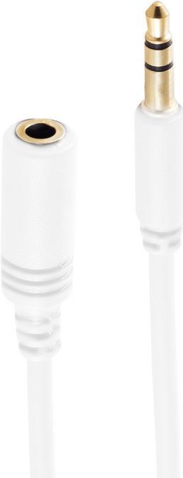 shiverpeaks ® BASIC-S--Super Slim Klinkenverlängerung -- 3,5mm Stereo Mini-Stecker auf 3,5mm Stereo Mini-Kupplung, vergoldete Kontakte, Rundkabel, weiß, 1,5m (BS33982-W)