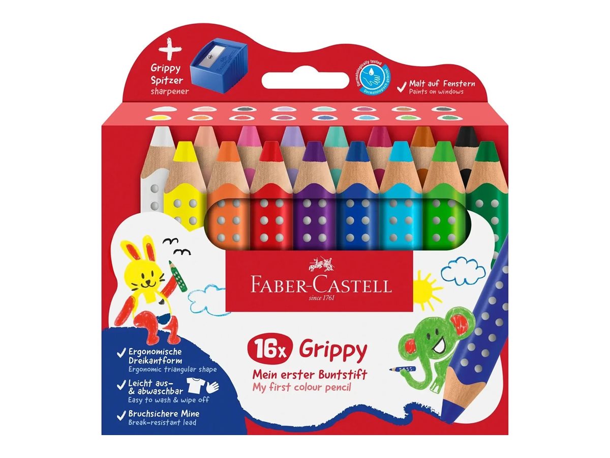 Faber-Castell Grippy Malset farbsortiert, 16-teilig mit Spitzer