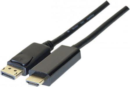 DisplayPort 1.2 Adapterkabel, DisplayPort St. / HDMI St., schwarz, 2,0 m All-in-one-Kabel und Konverter! Übertragen Sie die Inhalte von einem DP-Quelle zu einem UHD HDMI-Bildschirm. (128059)