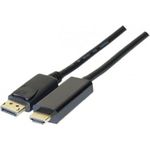 DisplayPort 1.2 Adapterkabel, DisplayPort St. / HDMI St., schwarz, 2,0 m All-in-one-Kabel und Konverter! Übertragen Sie die Inhalte von einem DP-Quelle zu einem UHD HDMI-Bildschirm. (128059)
