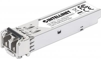 INTELLINET Gigabit SFP Mini-GBIC Industrie-Transceiver für LWL-Kabel 1000Base-SX (LC) Multimode-Port, 550 m, MSA-konform für maximale Kompatibilität, silber (508551)