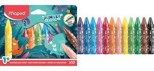 Maped Wachsmalstifte Jungle Fever Jumbo 12er Kartonetui dreieckig mit Tier-Motiven ab 1 Jahr