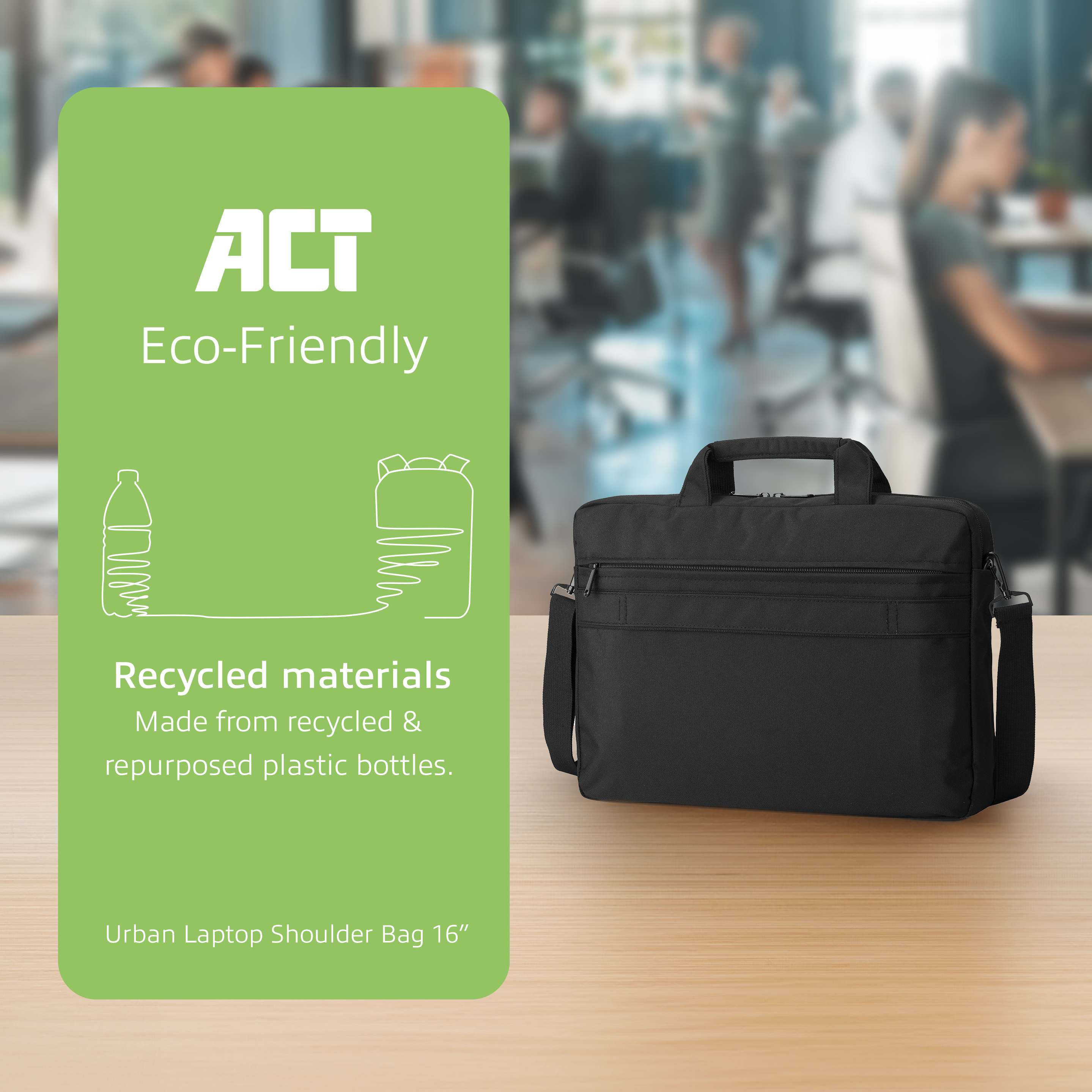 ACT Urban Notebook-Schultertasche 16" Aktenkoffer Schwarz