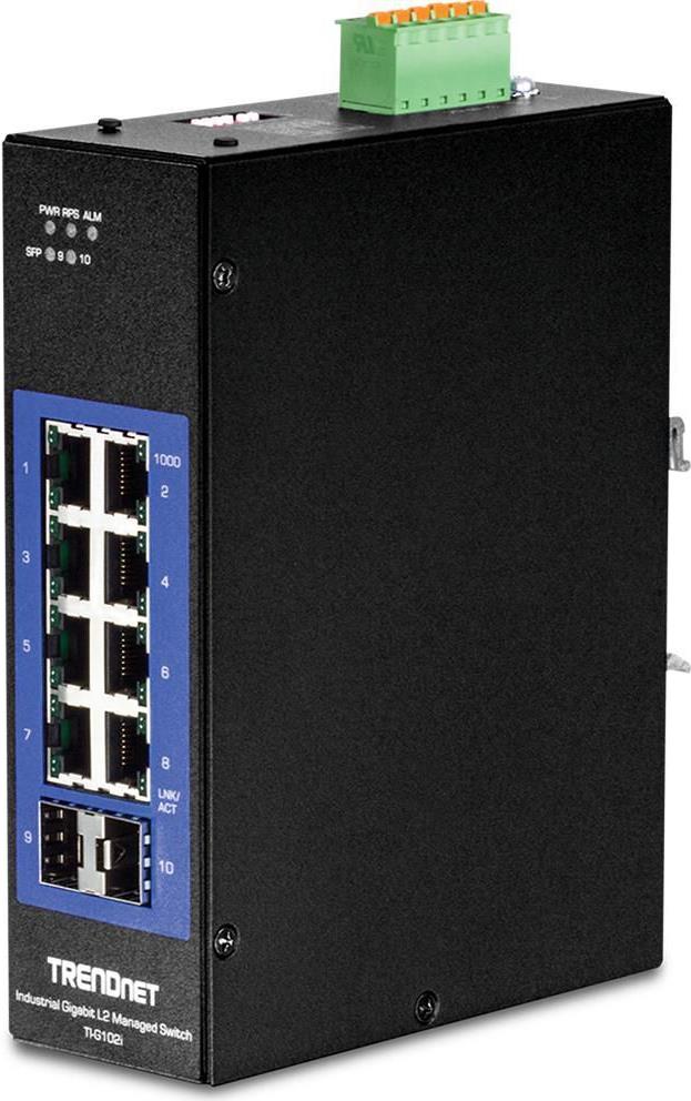 TRENDnet TI-G102I Industrial Gigabit L2 Managed 10-Port DIN-Rail Switch Schwarz